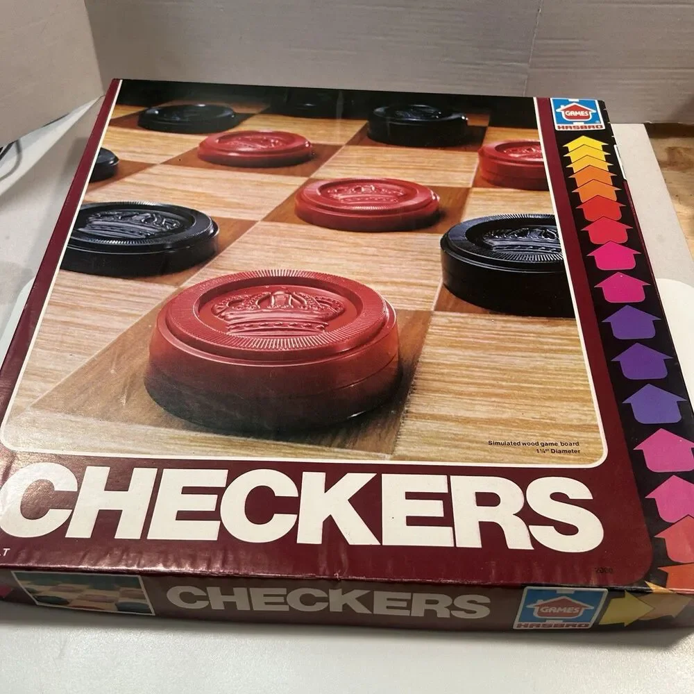 Vintage 1979 Hasbro CHECKERS Board Game #2000 Complete w/ Simulated Wood Board
